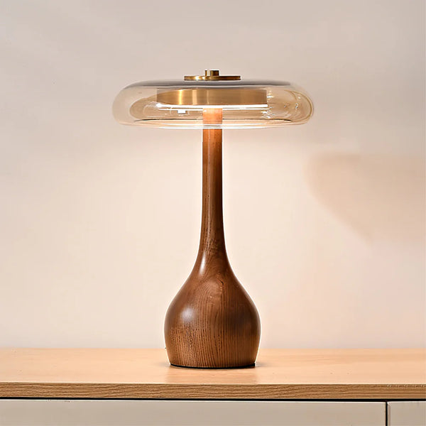 Bedroom wood glass creative table lamp