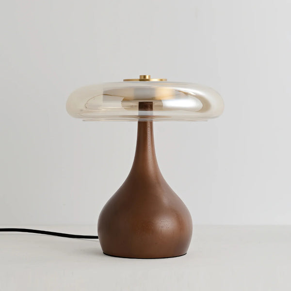 Bedroom wood glass creative table lamp