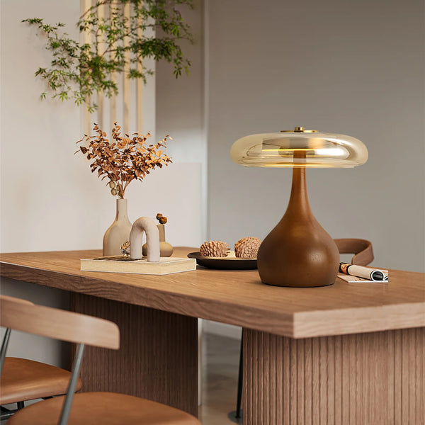 Bedroom wood glass creative table lamp