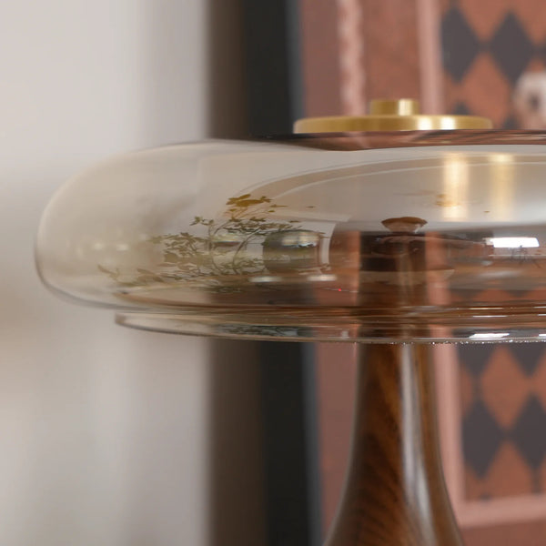 Bedroom wood glass creative table lamp