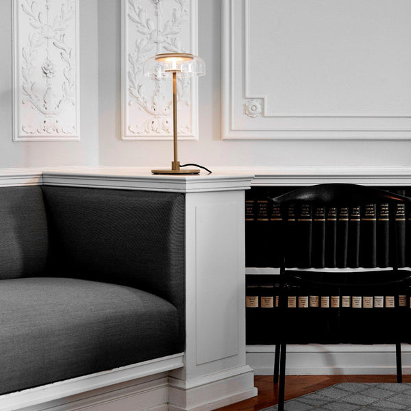 Lampe de table Blossi moderniste en verre doré pour chambre à coucher