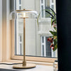 Lampe de table Blossi moderniste en verre doré pour chambre à coucher