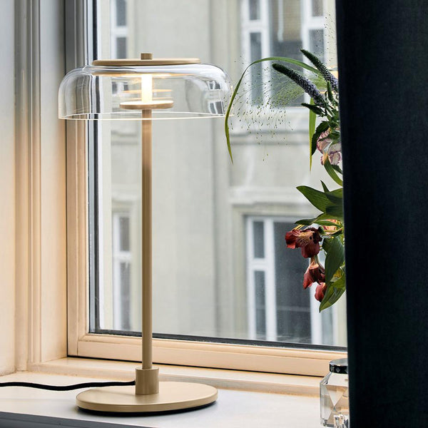 Lampe de table Blossi moderniste en verre doré pour chambre à coucher