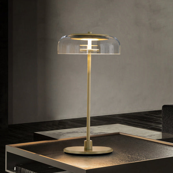 Lampe de table Blossi moderniste en verre doré pour chambre à coucher