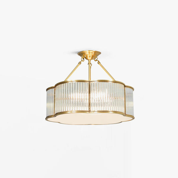 Brass Glass Bedroom Half Ceiling Light
