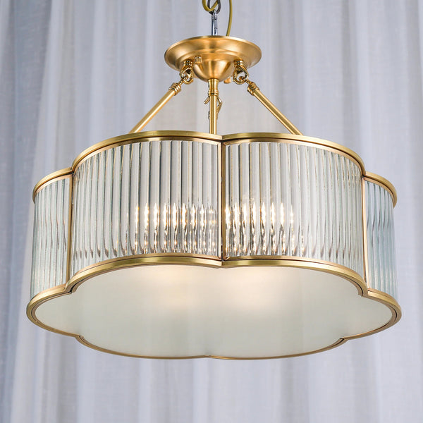 Brass Glass Bedroom Half Ceiling Light
