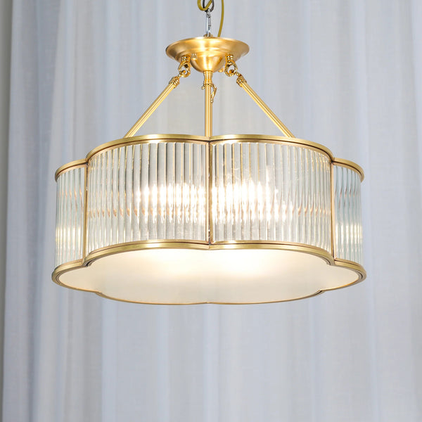 Brass Glass Bedroom Half Ceiling Light