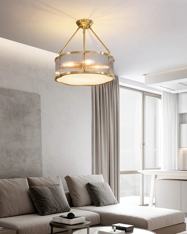 Brass Glass Bedroom Half Ceiling Light