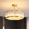 Brass Glass Bedroom Half Ceiling Light