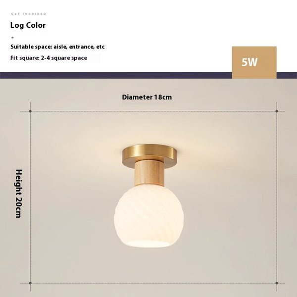 Deckenlampe aus Massivholz im cremefarbenen Stil