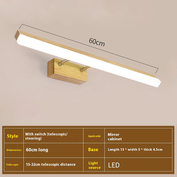 Applique murale LED en bois massif avec miroir