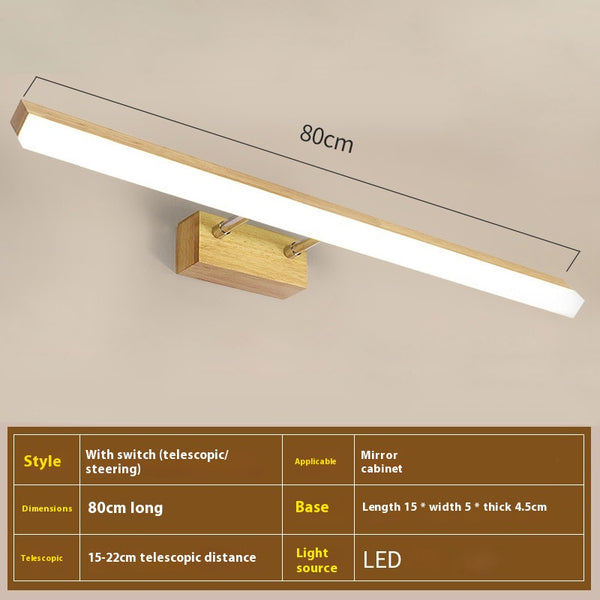 Applique murale LED en bois massif avec miroir