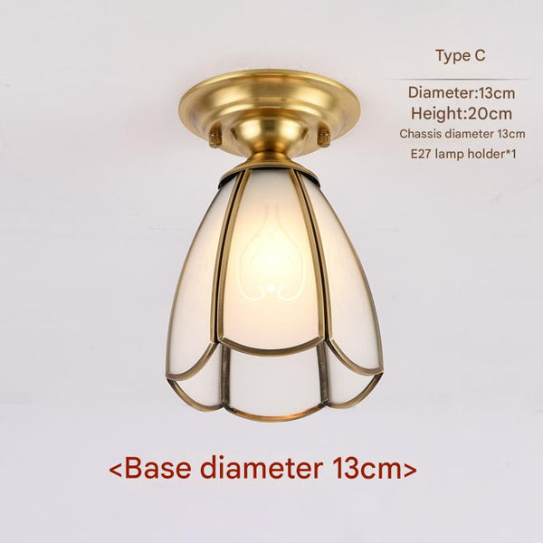 European style copper home decoration corridor entrance balcony small ceiling lamp