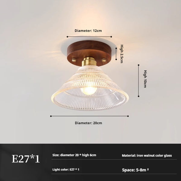 Deckenlampe aus Walnussglas im mittelalterlichen Stil