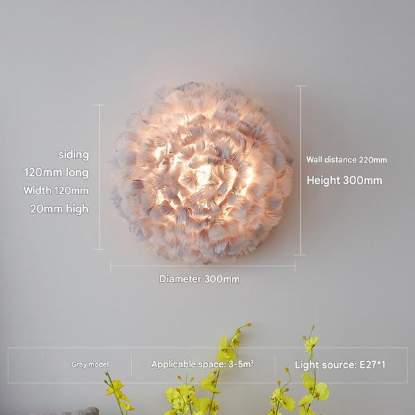 Nordic Feather Bedroom Bedside Wall Lamp