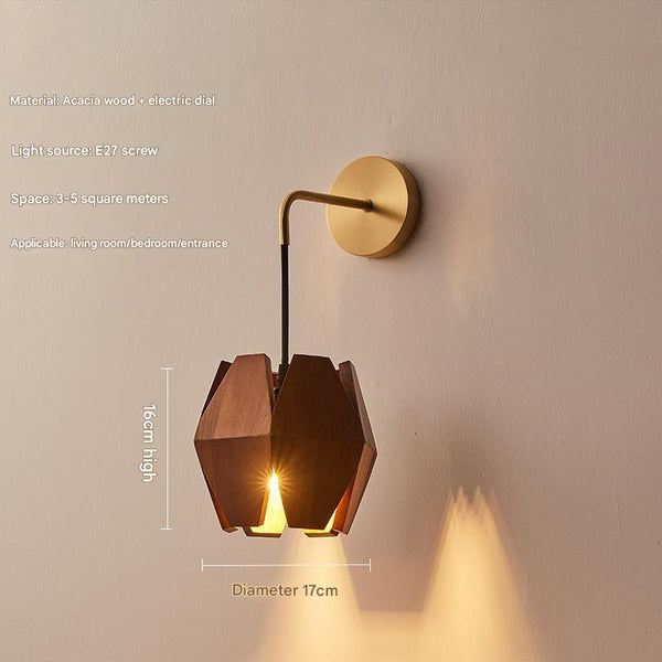 Wandlampe aus Massivholz im japanischen Stil komplett aus Kupfer