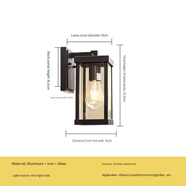 Black outdoor waterproof courtyard garden exterior villa wall lamp