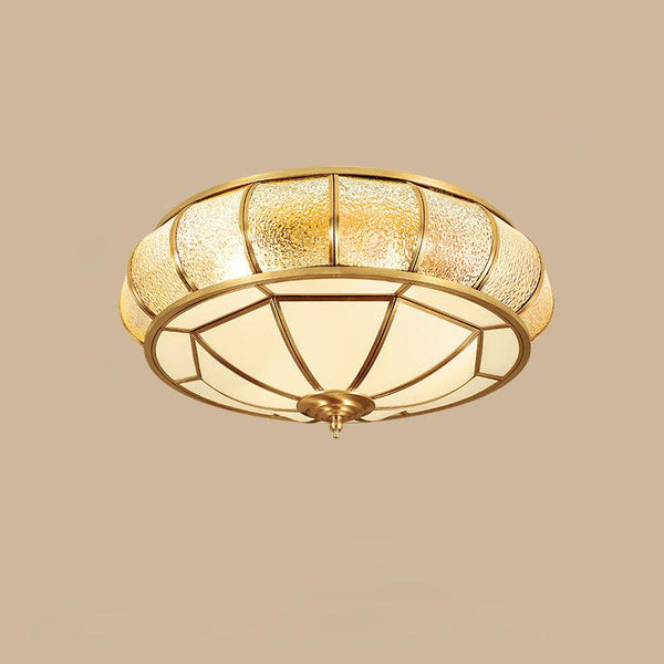 Bedroom brass glass ceiling lamp