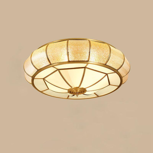 Bedroom brass glass ceiling lamp