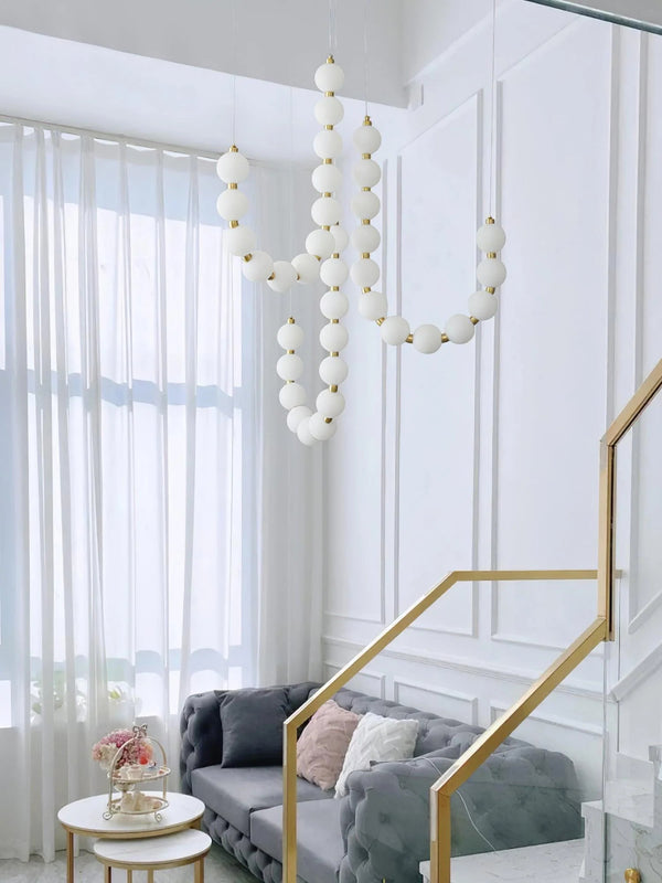 Copper Acrylic Pearl Necklace Pendant Light