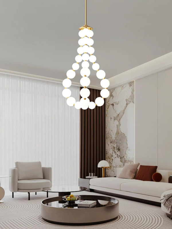 Copper Acrylic Pearl Necklace Pendant Light