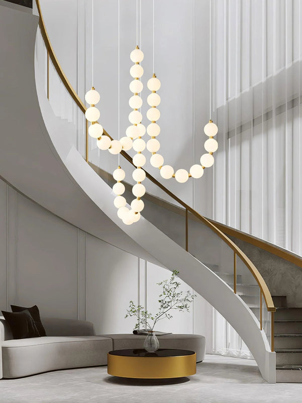 Copper Acrylic Pearl Necklace Pendant Light