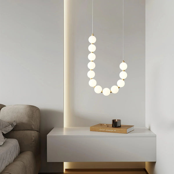 Copper Acrylic Pearl Necklace Pendant Light