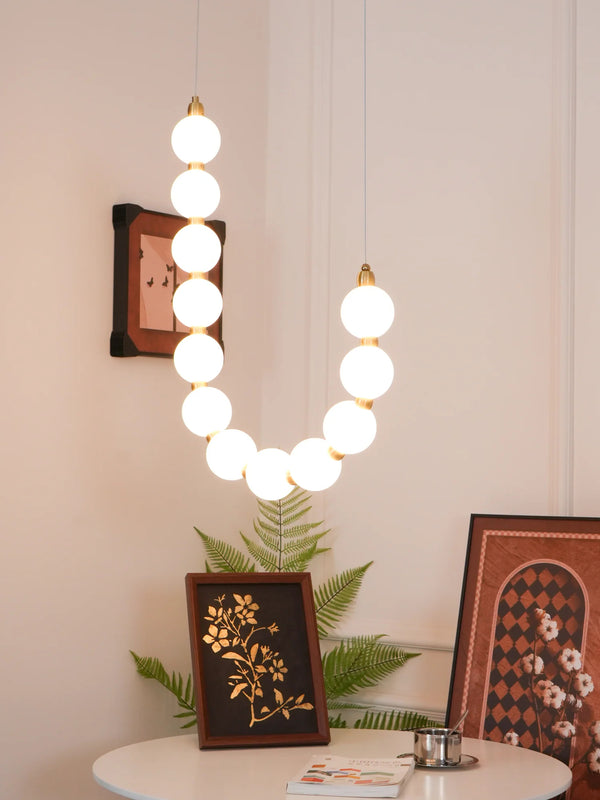 Copper Acrylic Pearl Necklace Pendant Light