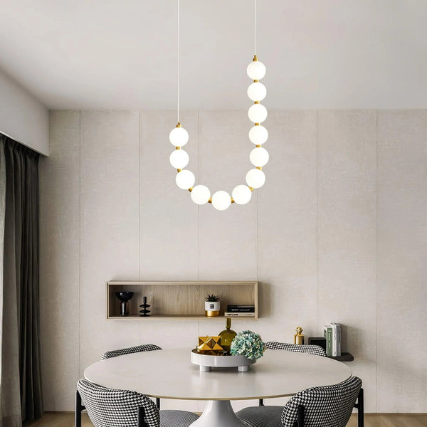 Copper Acrylic Pearl Necklace Pendant Light