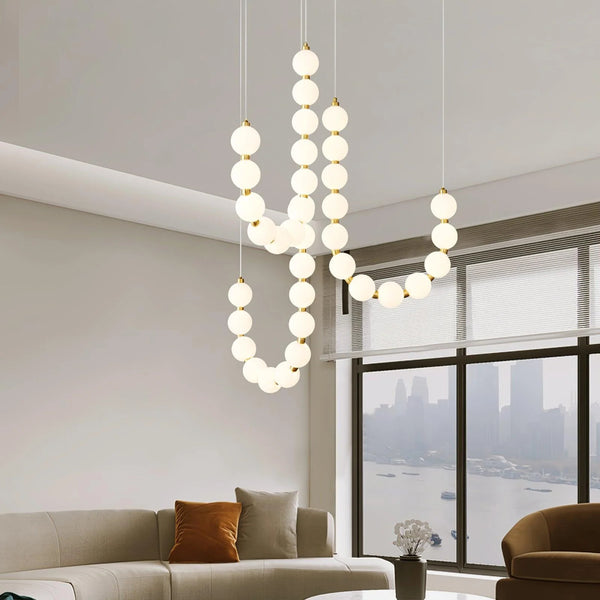 Copper Acrylic Pearl Necklace Pendant Light
