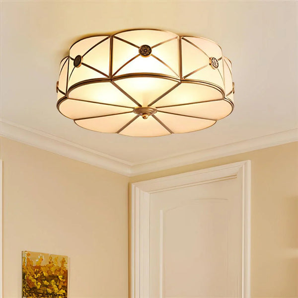 Copper bedroom semi-hanging ceiling lamp