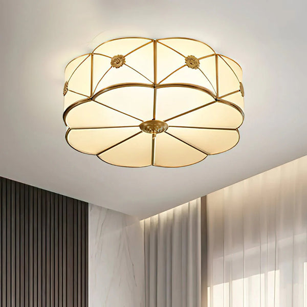 Copper bedroom semi-hanging ceiling lamp