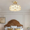 Copper bedroom semi-hanging ceiling lamp