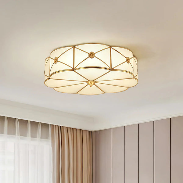 Copper bedroom semi-hanging ceiling lamp