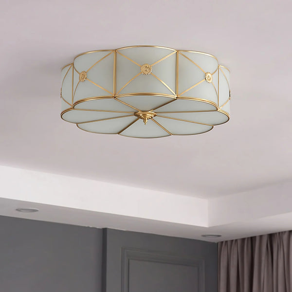 Copper bedroom semi-hanging ceiling lamp