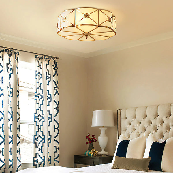 Copper bedroom semi-hanging ceiling lamp