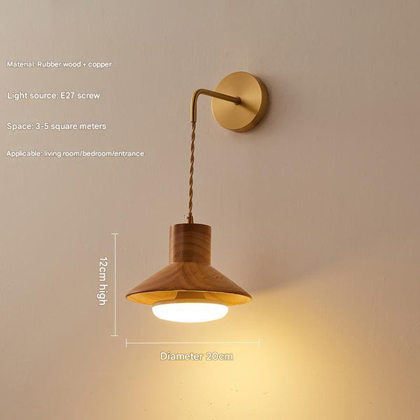 Wandlampe aus Massivholz im japanischen Stil komplett aus Kupfer