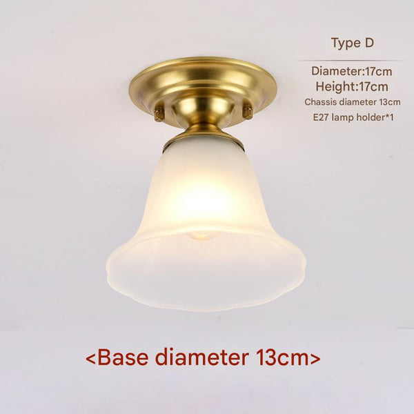 European style copper home decoration corridor entrance balcony small ceiling lamp