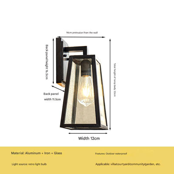 Black outdoor waterproof courtyard garden exterior villa wall lamp