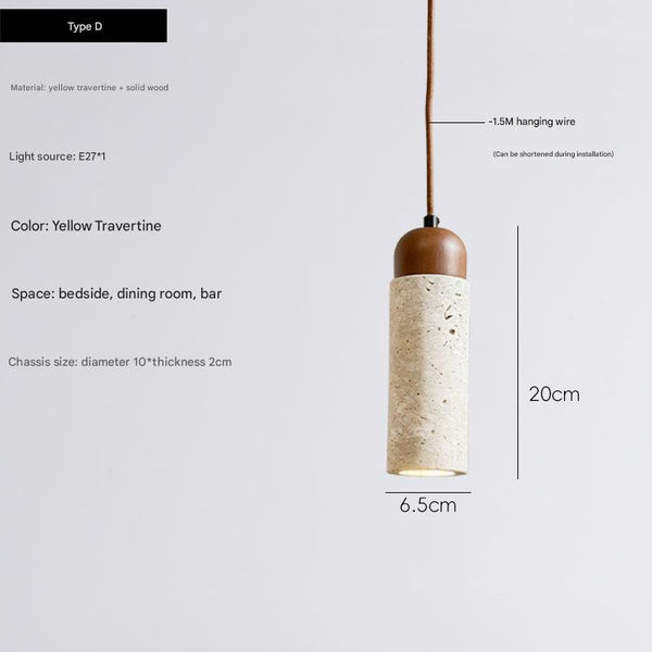 Japanese style creative yellow travertine bedroom chandelier