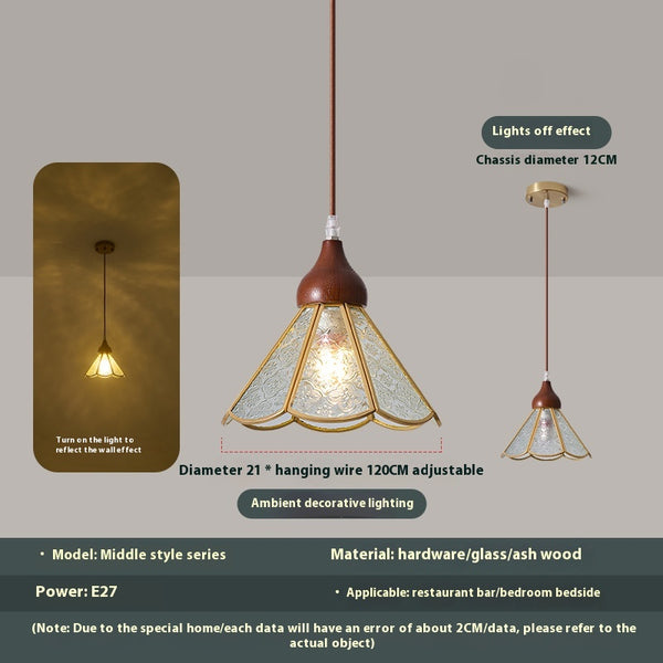 Wabi-sabi style bedroom bedside French glass restaurant small chandelier