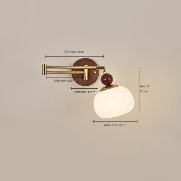 Medieval style solid wood foldable swing arm wall lamp