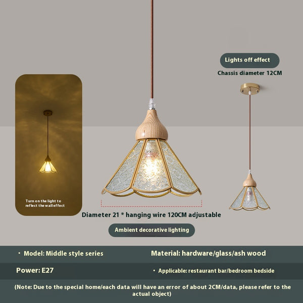 Wabi-sabi style bedroom bedside French glass restaurant small chandelier