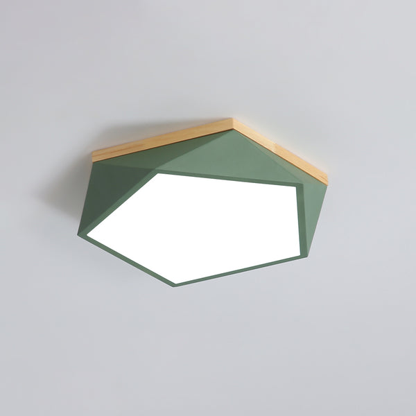 Diamant-Deckenleuchte, Metall & Holz