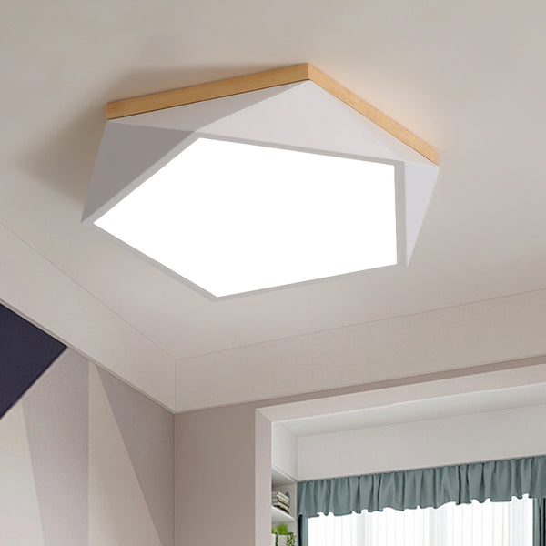 Diamant-Deckenleuchte, Metall & Holz