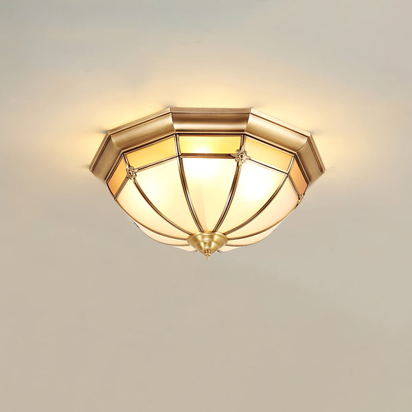 Bedroom copper glass ceiling lamp