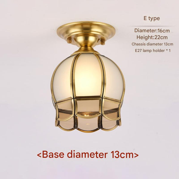 European style copper home decoration corridor entrance balcony small ceiling lamp