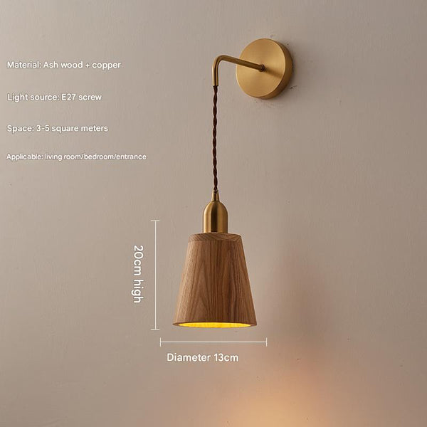 Wandlampe aus Massivholz im japanischen Stil komplett aus Kupfer