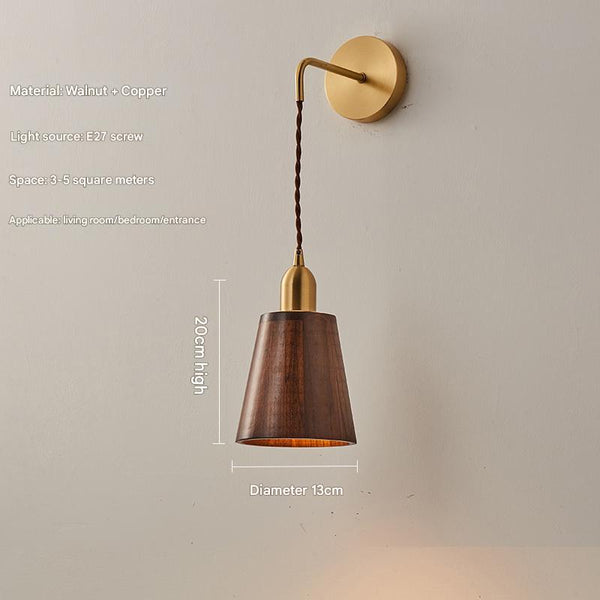 Wandlampe aus Massivholz im japanischen Stil komplett aus Kupfer