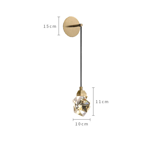 Nordic copper glass bedroom wall lamp